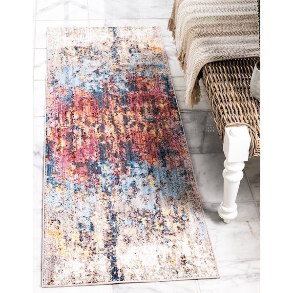 Wrought Studio Tamez Performance Beige/Blue/Cream Rug Wayfair